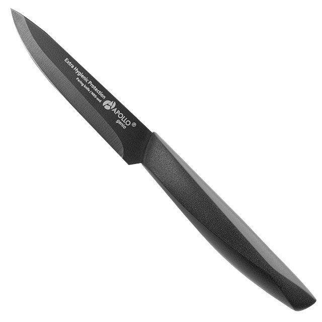 нож APOLLO Genio Nero Steel 9см для овощей нерж.сталь с антибакт.покр., пластик