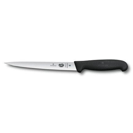 Нож филейный для рыбы Fibrox, с супер-гибким лезвием, 18 см, черный 5.3813.18 Victorinox