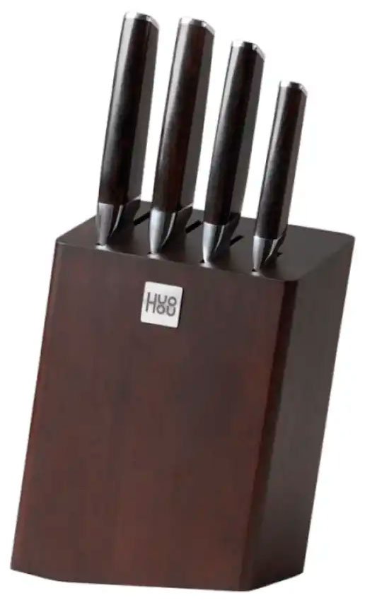 Набор ножей из композитной стали (4 ножа подставка) Huo Hou Composite Steel Kitchen Knife Set (HU0033), черный