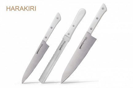 Набор ножей Harakiri, 3 пр., белый SHR-0230W/K Samura